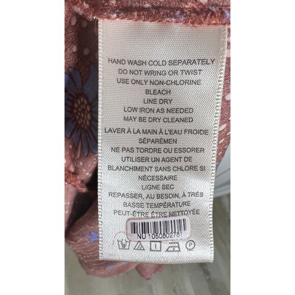 Anthropologie Ruffle Sleeve Printed Wrap Maxi Silky Dress Medium Brown Copper - Picture 11 of 13